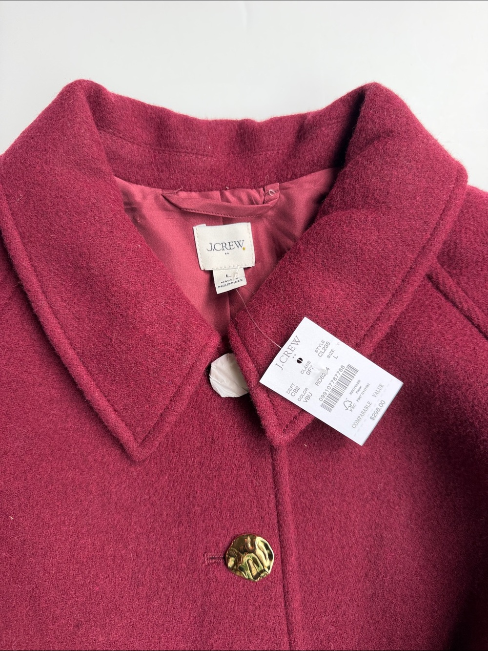 J. Crew Cropped Wool-Blend Swing Coat in Burgundy Size L - Picture 6 of 13
